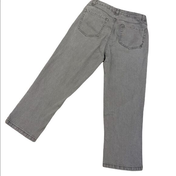 JONES NEW YORK Denim Grey Cropped Stretch Straight Leg Jean 8 - Picture 4 of 11